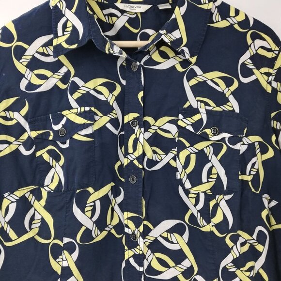 Liz Claiborne Knot Button Front Shirt Size 1X Plus Roll Tab Sleeve Career Preppy - Picture 5 of 11